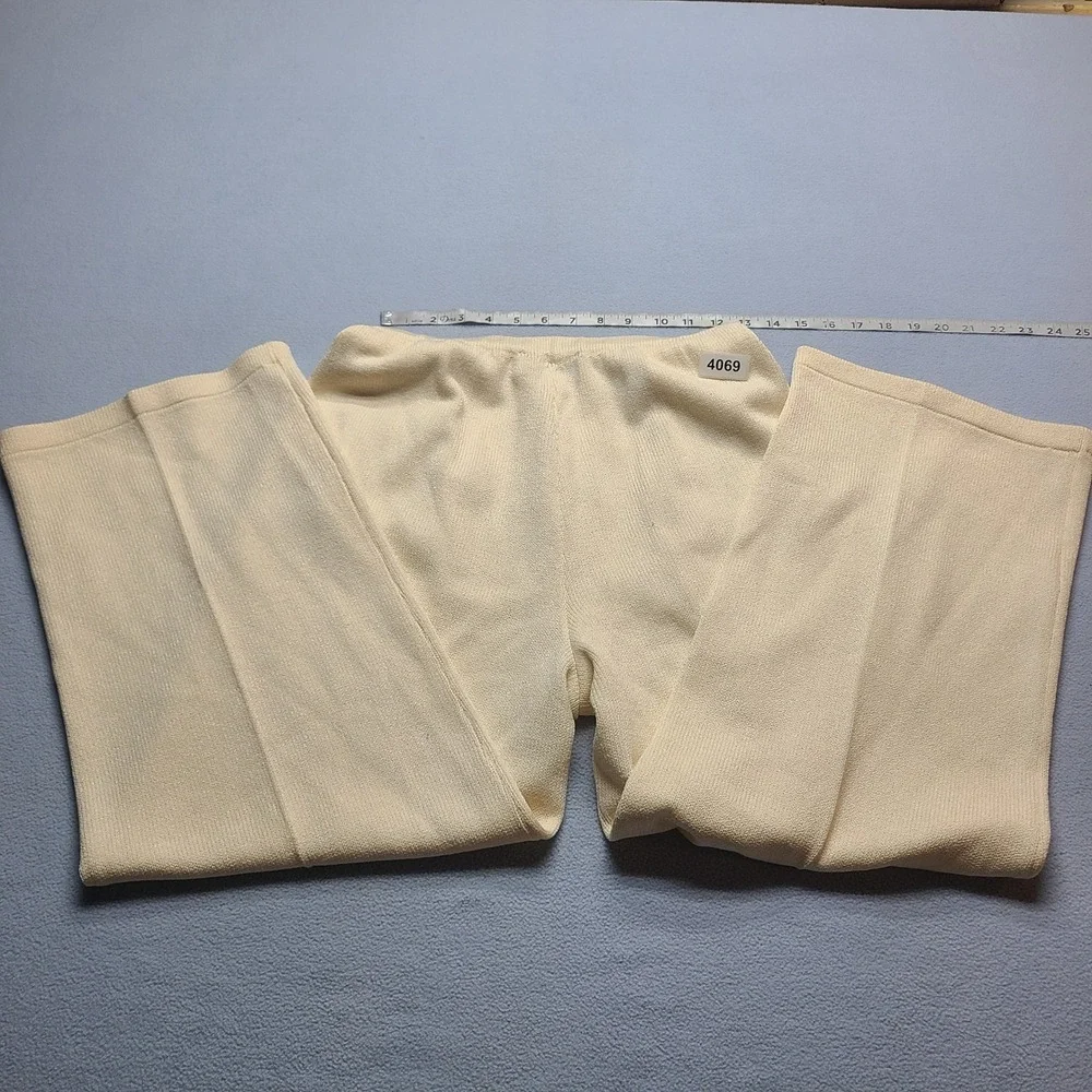 St. John Collection Knit Pants Womens 6 Cream Excellent Pleated Santana Wide Leg